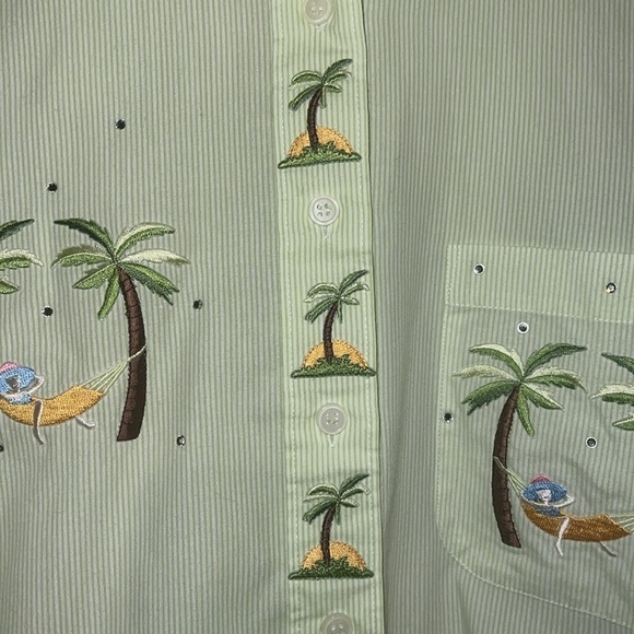 Mili Designs Palm Tree Hammock Embroidered Shirt PP - Picture 4 of 8